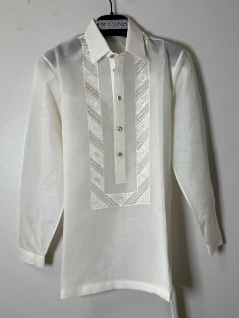 Barong Tagalog Kultura Kids White Button Down Shirt Pilipino size 18